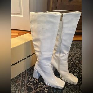 Princess Polly White Knee High Boots